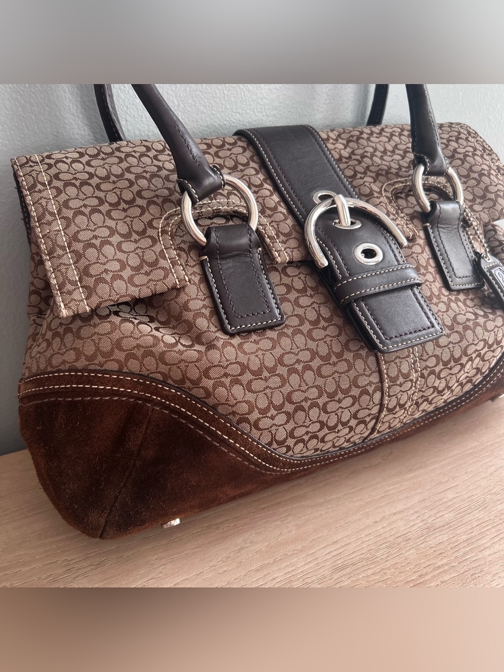 Vintage y2k Coach Soho Signature C Flap Satchel - Picture 3 of 9